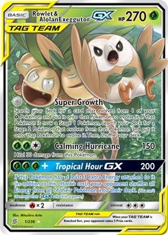 Rowlet & Alolan Exeggutor GX Unified Minds 1/236